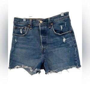 Levi’s Cut Off Ribcage Shorts Women's Size 28 Blue Denim Jean Button Fly